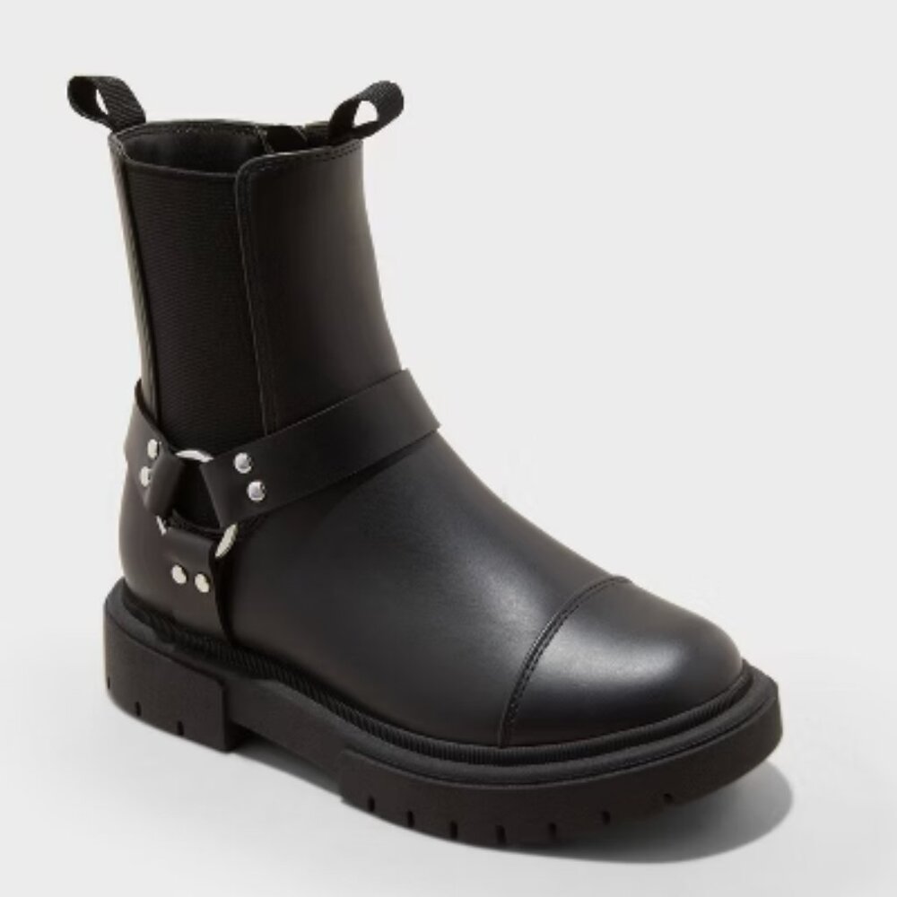 NEW Kids' Crosby Harness Moto Boots - art class™ Black